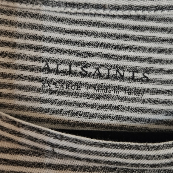 ALL SAINTS White & Gray Striped Cotton Blend Soft Short-sleeved T-shirt size XXL - Picture 5 of 6